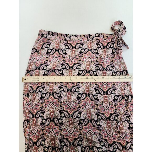 Maurices Full Wrap Skirt Women L Button Stretch Tie Closure Paisley Multicolor - Picture 4 of 10